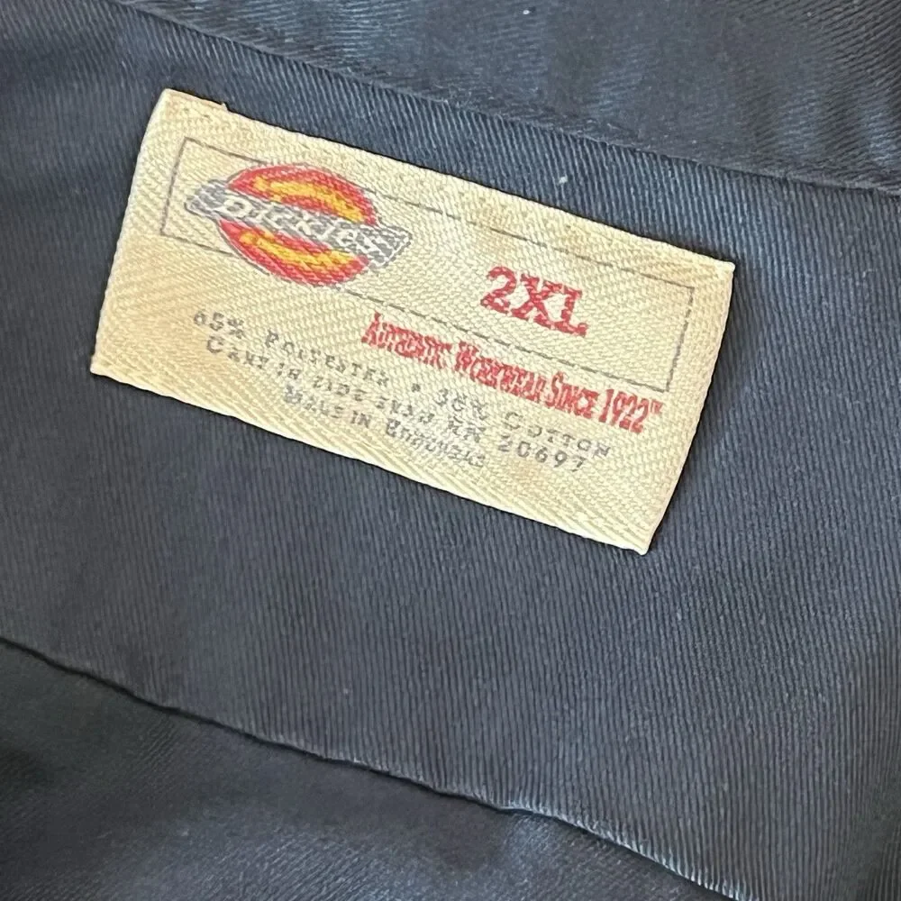 Vintage Dickies Shirt Men 2XL Blue Work Mechanic Button 90s USA